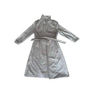 Vintage Classic Trench Coat Gray Belted Long Sleeve Women's Outerwear xs/s